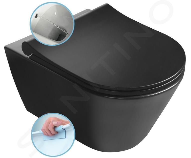 Sapho Avva - Hangend toilet met bidetdouche, Rimless, mat zwart 100312-110