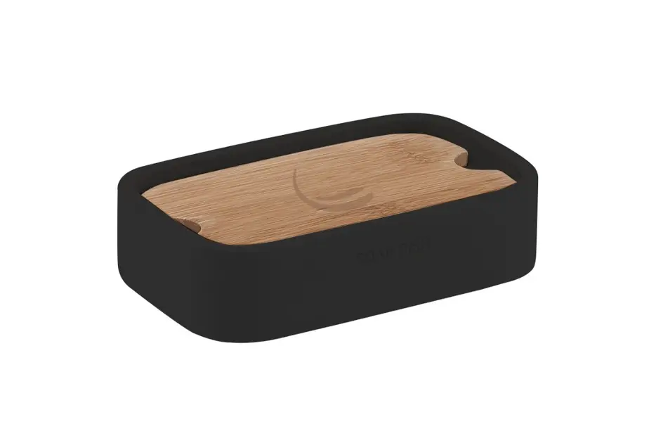 Sapho Gedy Badaccessoires - Seifenschale Ninfea zum Aufstellen, schwarz/Bambus 131114