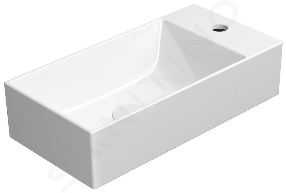 Sapho GSI Kube X - Umývátko 50x25 cm, bez přepadu, otvor pro baterii, ExtraGlaze, bílá 9486111