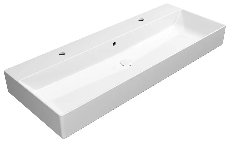 Sapho GSI Kube X - Двойна мивка 120x47 см, с преливник, 2 отвора за кран, ExtraGlaze, бяла 9424211