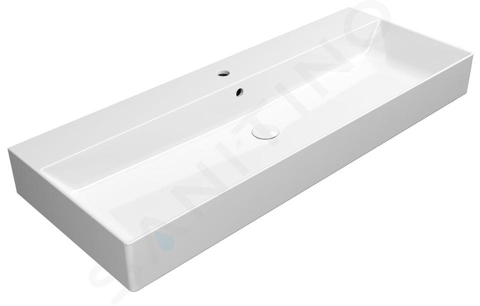 Sapho GSI Kube X - Umyvadlo 120x47 cm, s přepadem, otvor pro baterii, ExtraGlaze, bílá 9424111