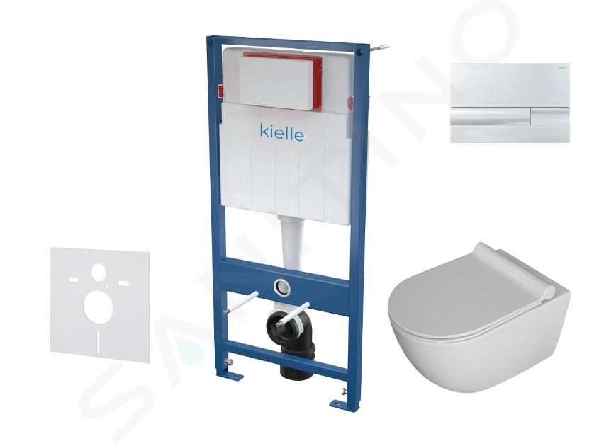 kielle Genesis - Set con modulo di installazione, vaso WC Gaia, copriwater softclose e placca di comando Gemini I, cromo 30505SS06