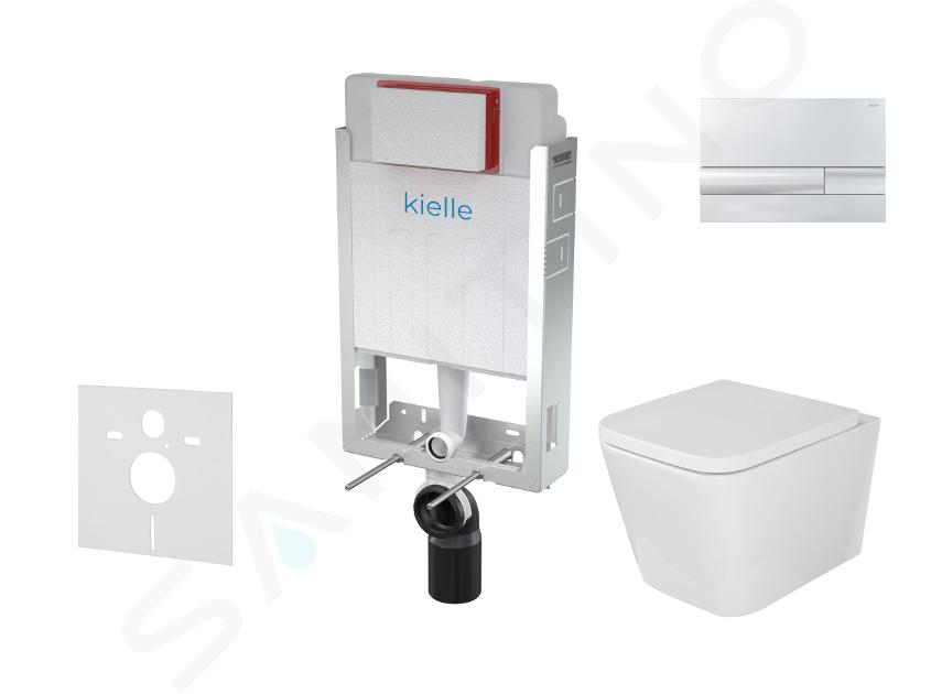 kielle Genesis - Set con modulo di installazione, vaso WC Arkas I, copriwater softclose e placca di comando Gemini I, cromo 30505SZ02