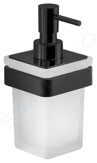 Sapho Gedy Samoa - Dispenser di sapone liquido con supporto, vetro opaco/nero opaco A88114