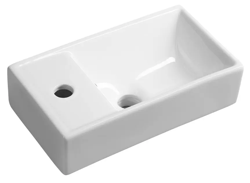 Sapho Small - Lavoar mic Minus 40x22 cm, cu preaplin, orificiu pentru baterie în stânga, alb 4759