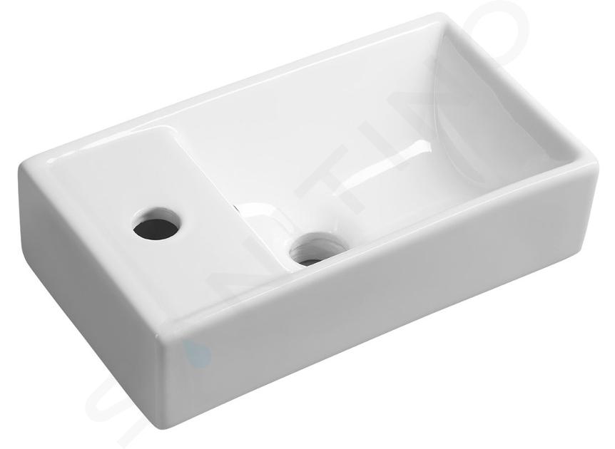 Sapho Small - Lave-main Minos 400x220 mm, avec trop-plein, trou pour robinet à gauche, blanc 4759