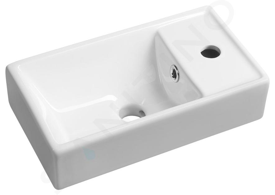 Sapho Small - Lavoar de serviciu Minos 40x22 cm, cu preaplin, orificiu pentru baterie în dreapta, alb 4059