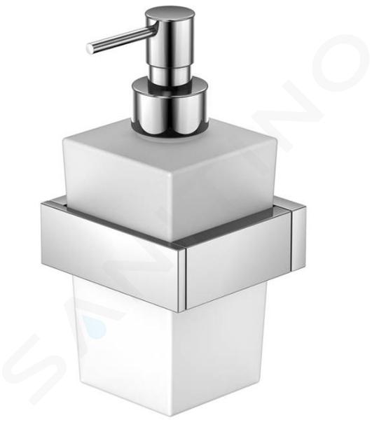 Steinberg 460 - Dispensador de jabón con soporte, cristal blanco/cromo 460 8001