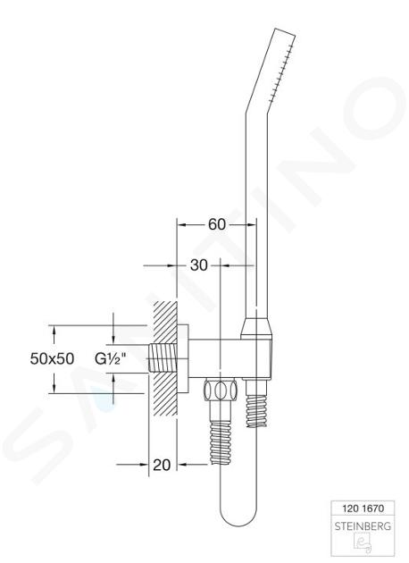 Steinberg 120 - Ensemble de pommeau de douche, support et flexible