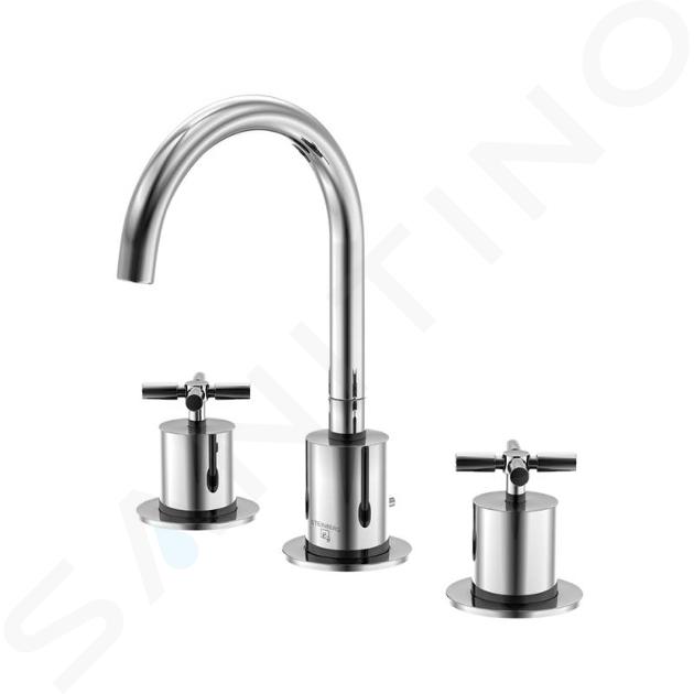 Steinberg 250 - Grifo de lavabo, con desagüe, instalación de 3 orificios, cromo 250 2000