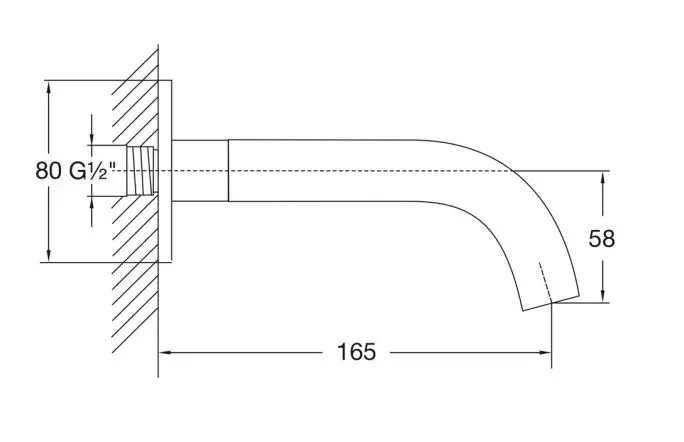 Bocca Per Vasca Da Bagno Cromata A Parete - Rotazione 360&deg;, Ottone, Risparmio Idrico, Con Aeratore