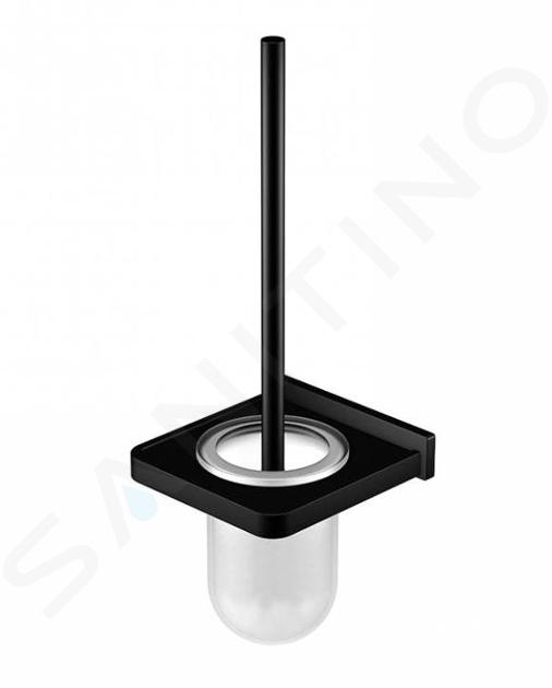 Steinberg 450 - Escobilla de WC de pared con soporte, cristal blanco/negro mate 450 2901 S