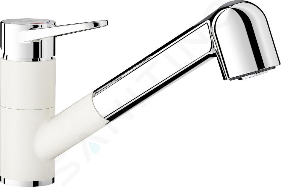 Blanco Wega S - Grifo de fregadero con ducha extraíble, blanco/cromo 526421