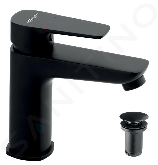 Novaservis Metalia 58 - Grifo de lavabo con desagüe, negro 58003,5