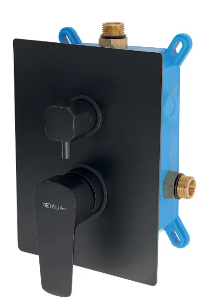 Novaservis Metalia 58 - Baterie încastrată, pentru 2 consumatori, cu corp montare, negru BOX58051R,5