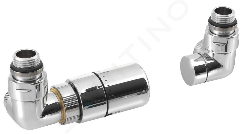 Sapho Corner - Kit de raccordement de vannes thermostatiques, triaxial, gauche, chromé CP1011LS