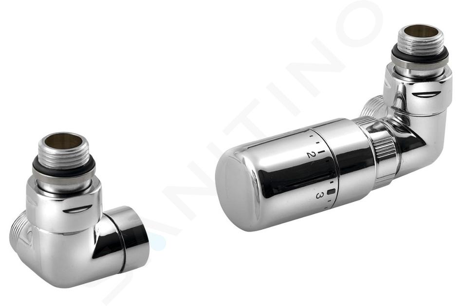 Sapho Corner - Kit de raccordement de vannes thermostatiques, triaxial, droit, chromé CP1012RS