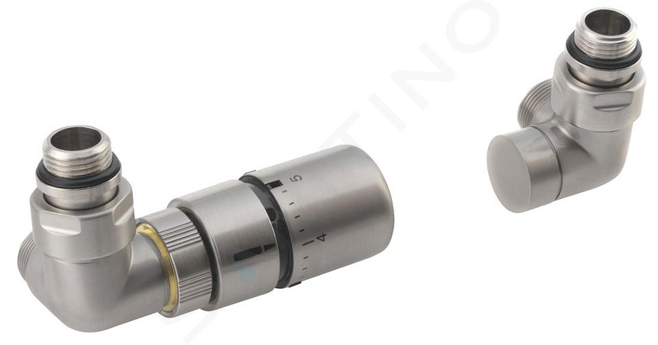 Sapho Corner - Set de supape cu termostat, triaxial, dreapta, stânga, oțel inoxidabil periat CP1511LS