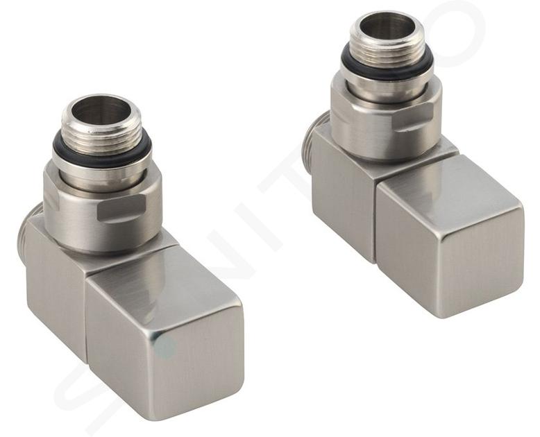 Sapho Cube - Set di valvole collegamento manuali ad angolo, acciaio inox spazzolato CP4510S