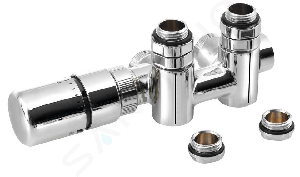 Sapho Twin Combi - Kit de raccordement de vannes thermostatiques, raccord central 50 mm, gauche, chromé CP5012S