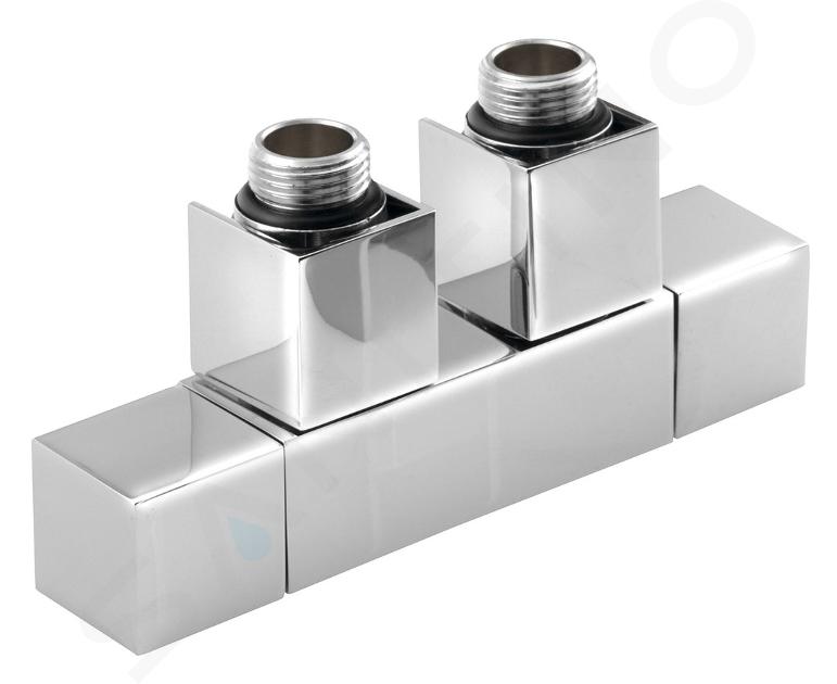 Sapho Cube Twin - Jeu de raccordement vannes, raccordement central, entraxe 50 mm, chrome CP581S