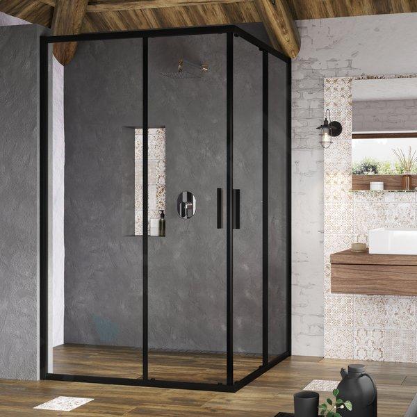 Ravak Blix Slim - Sprchové dvere, 90x195 cm, čierna/číre sklo X1XM70300Z1