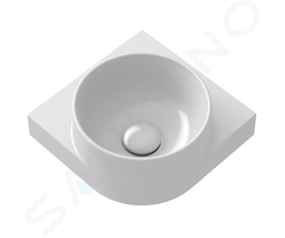 Ravak Yard - Lavabo esquinero 28x28 cm, sin rebosadero, agujero para mezclador, blanco XJX01228000