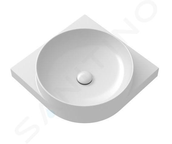 Ravak Yard - Lavoar pe colț 45x45 cm, fără preaplin, orificiu pentru baterie, alb XJX01245000