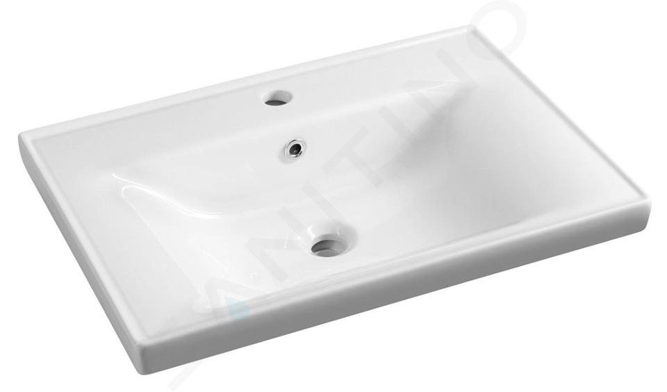 Aqualine Sava - Lavabo 700x460 mm, avec trop-plein, trou pour robinet, blanc 2070