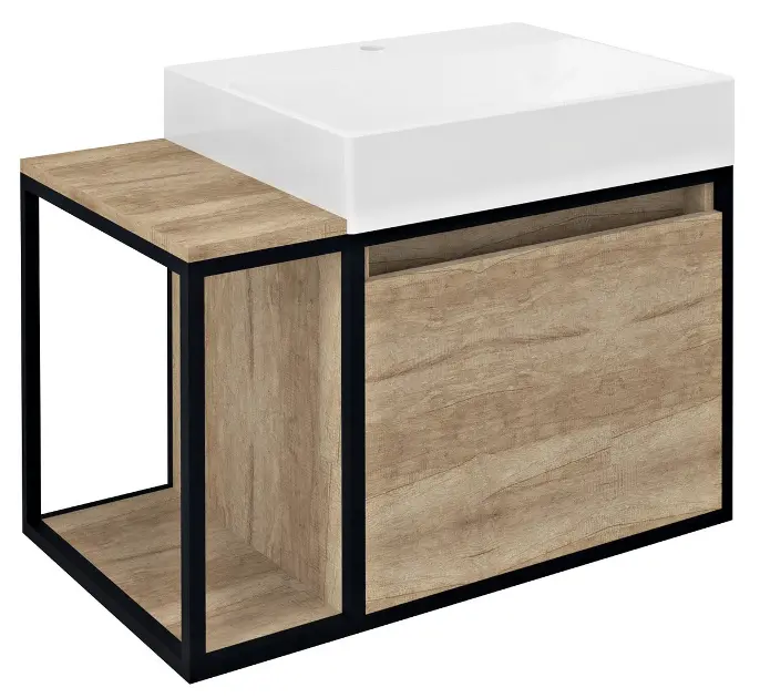 Sapho Skara - Washbasin cabinet, 80x50x47 cm, matt black/oak Alabama CG003-2222