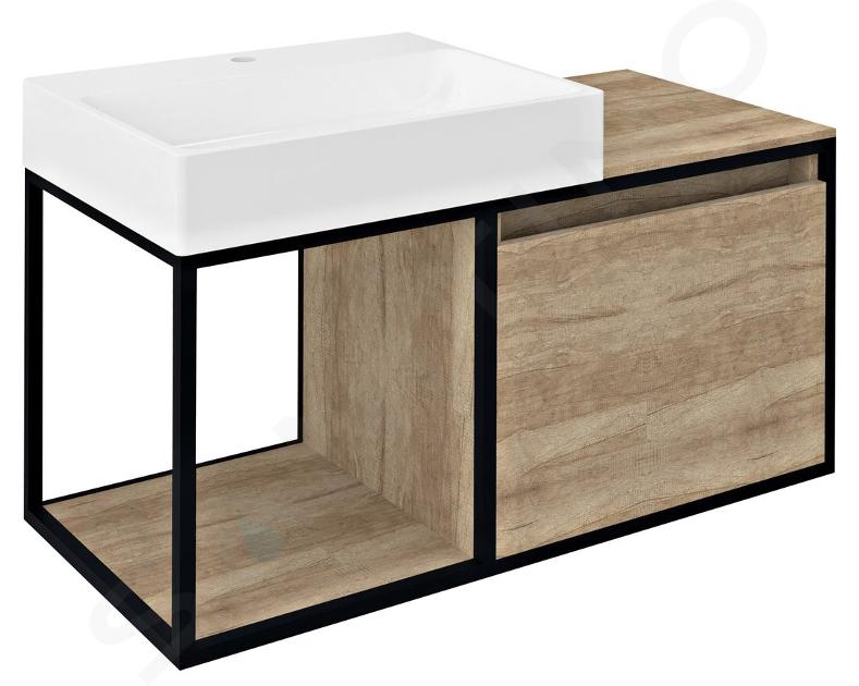 Sapho Skara - Meuble lavabo, 1000x495x465 mm, chêne Alabama/noir mat CG004-2222