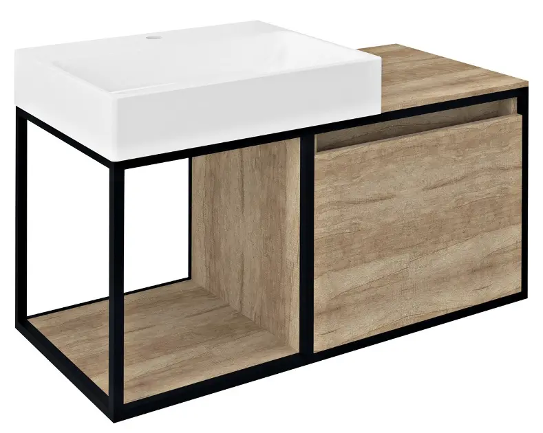 Sapho Skara - Washbasin cabinet, 100x50x47 cm, matt black/oak Alabama CG004-2222