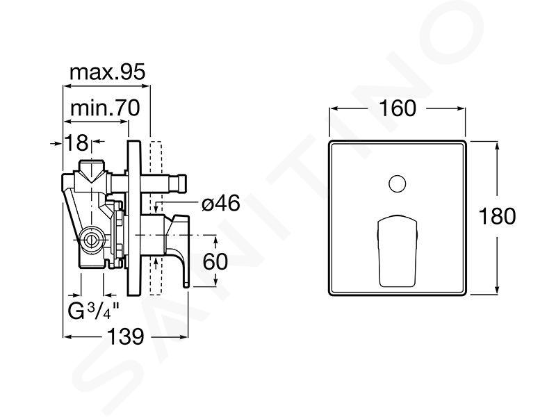 Grifo lavabo monomando empotrado L90 Roca