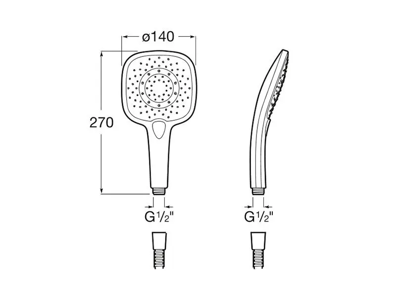 Roca Plenum Douchekop, 3jets, chroom A5B1110C00 Sanitino.nl