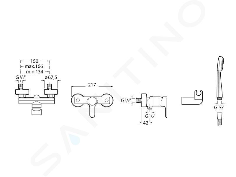 Grifo L20 monomando para ducha - Lopsa