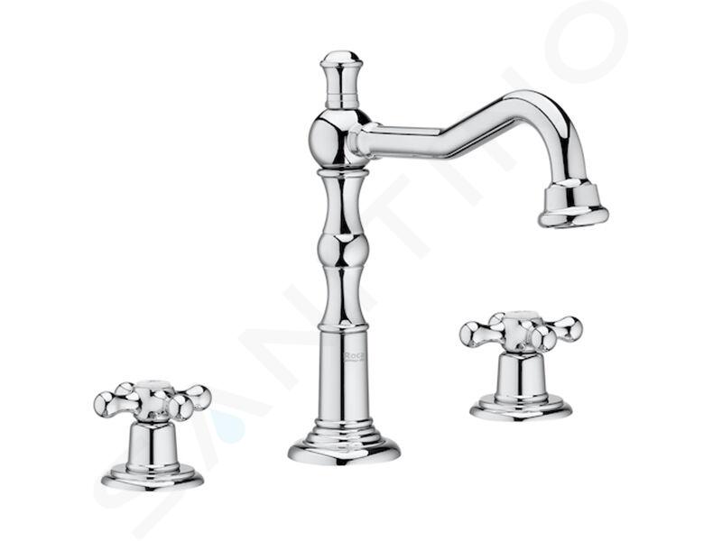 Roca Carmen - Mitigeur de lavabo avec vidage Click-Clack, installation 3 trous, chrome A5A444BC00