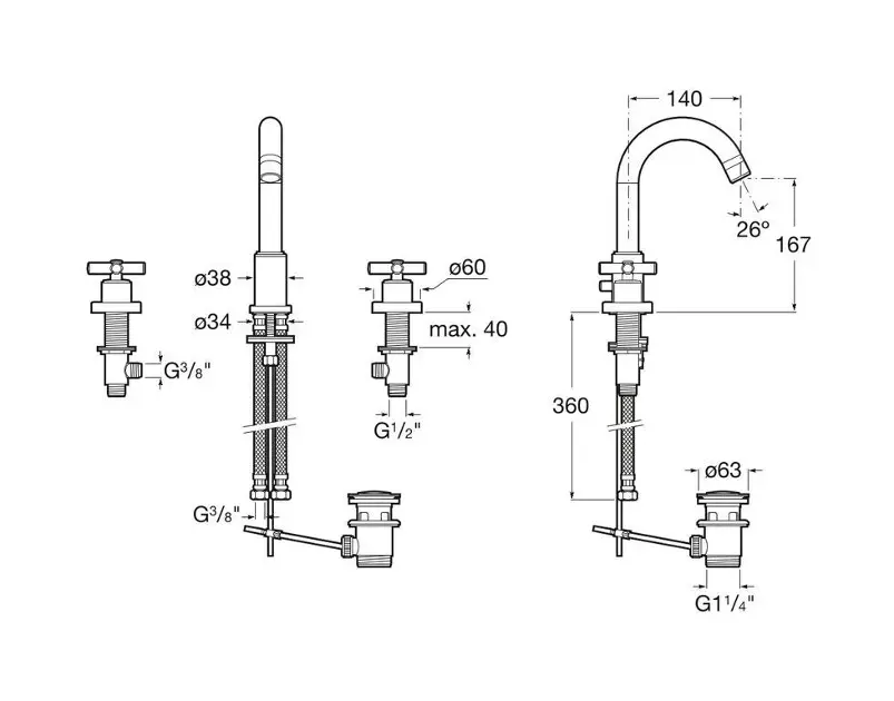 MADISON Cromato : Miscelatore monoforo lavabo con piletta