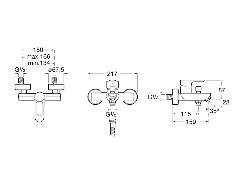 Roca A5A204FC00 Mitigeur douche Victoria Plus, avec douche à main, flexible de 1,50 m et support de douche articulé, chromé