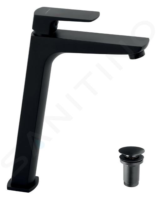 Novaservis Nobless Ego - Grifo de lavabo, con desagüe, negro mate 43503,5