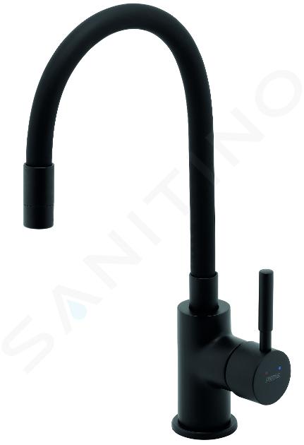 Novaservis Ferro - Grifo de fregadero con brazo flexible, negro mate 70710,5