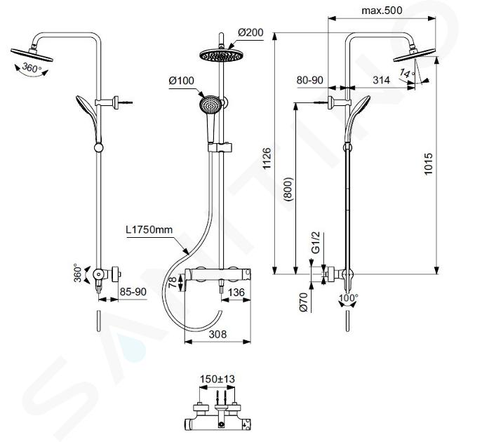 Ideal Standard Cerafine O - Conjunto de ducha con grifo de bañera