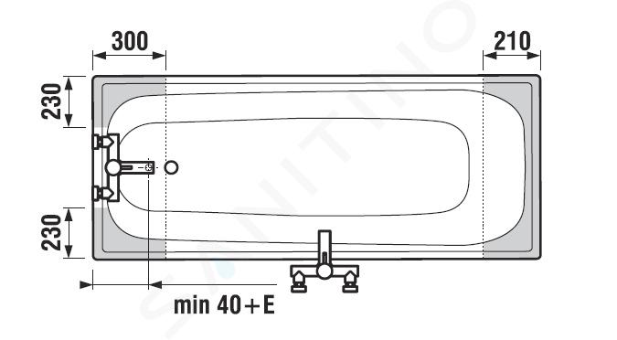Jika Riga - Vana 1700x700x375 mm, bílá H2340700000001IIJ1