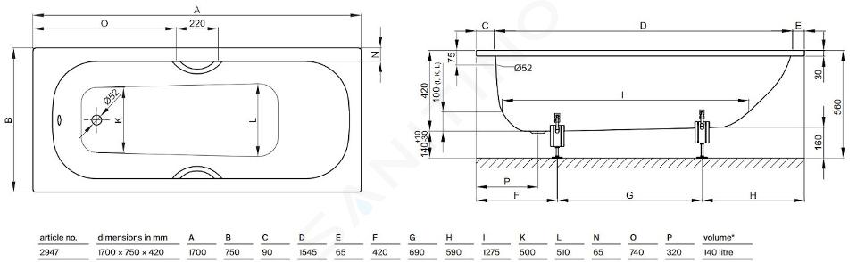 Bette Form - Wanna do zabudowy 1700x750 mm, kolor biały 2947-000IIJ1