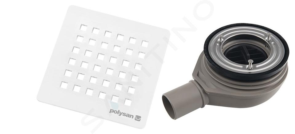 Polysan Flexia - Sifone Geberit per piatto doccia, diametro 90 mm, DN40, copriscarico bianco 17741