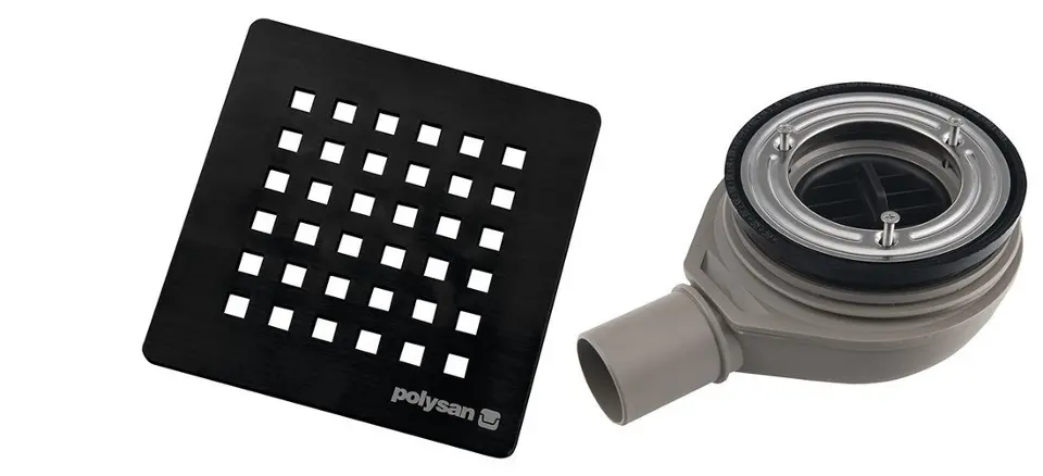 Polysan Flexia - Geberit odvodna sifonka za kadu, promjer 90 mm, DN40, crni poklopac 17751