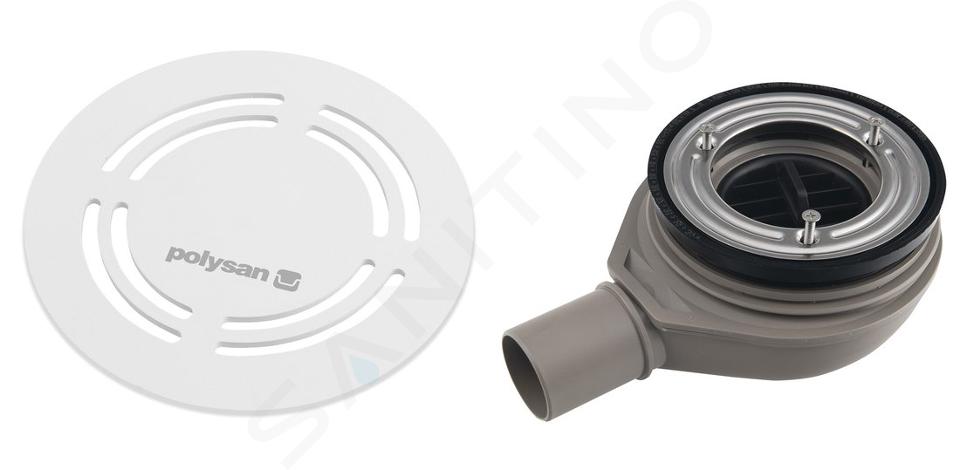 Polysan Flexia - Siphon de receveur Geberit, diamètre 90 mm, DN40, cache bonde rond blanc 17771