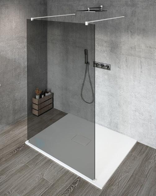 Gelco Vario - Pared de ducha Walk-In, 110 cm, Vidrio revestido, Vidrio blanco/cobre GX1311GX2215