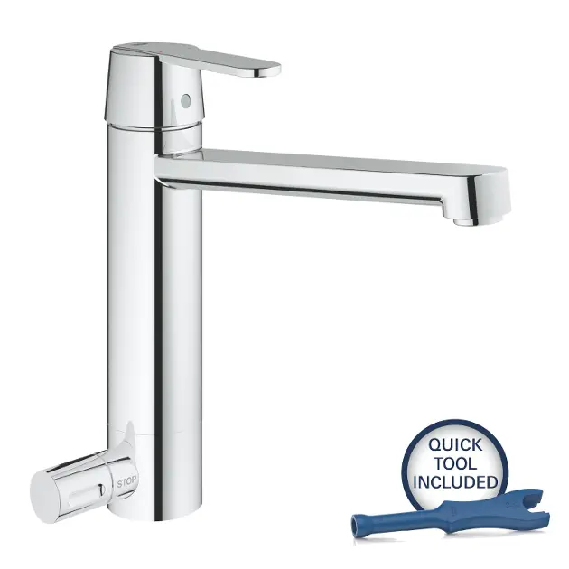 Grohe Get - Bateria zlewozmywakowa z zaworem odcinającym, chrom 30198000