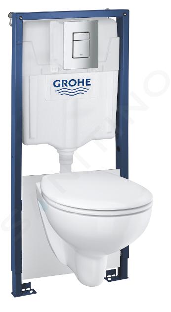 Grohe Solido - Set de bâti-support, cuvette Bau Ceramic et abattant softclose, plaque de déclenchement Skate Cosmopolitan, chrome 39586000