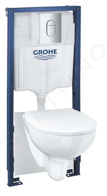 Grohe Solido - Set de bâti-support, cuvette Euro Ceramic et abattant softclose, plaque de déclenchement Arena Cosmopolitan, chrome 39902000